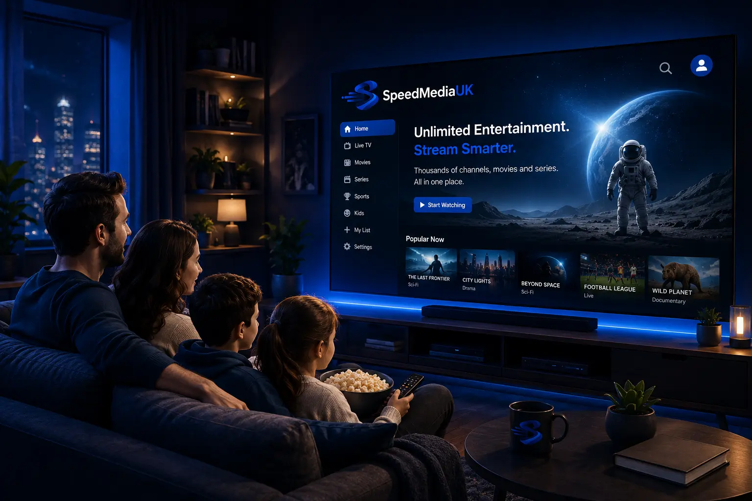 SpeedMedia UK IPTV streaming — 57000+ live channels in 4K Ultra HD quality